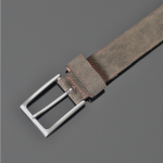 Dirk Jeans Belt - Dark Brown Suede with Red Stitching