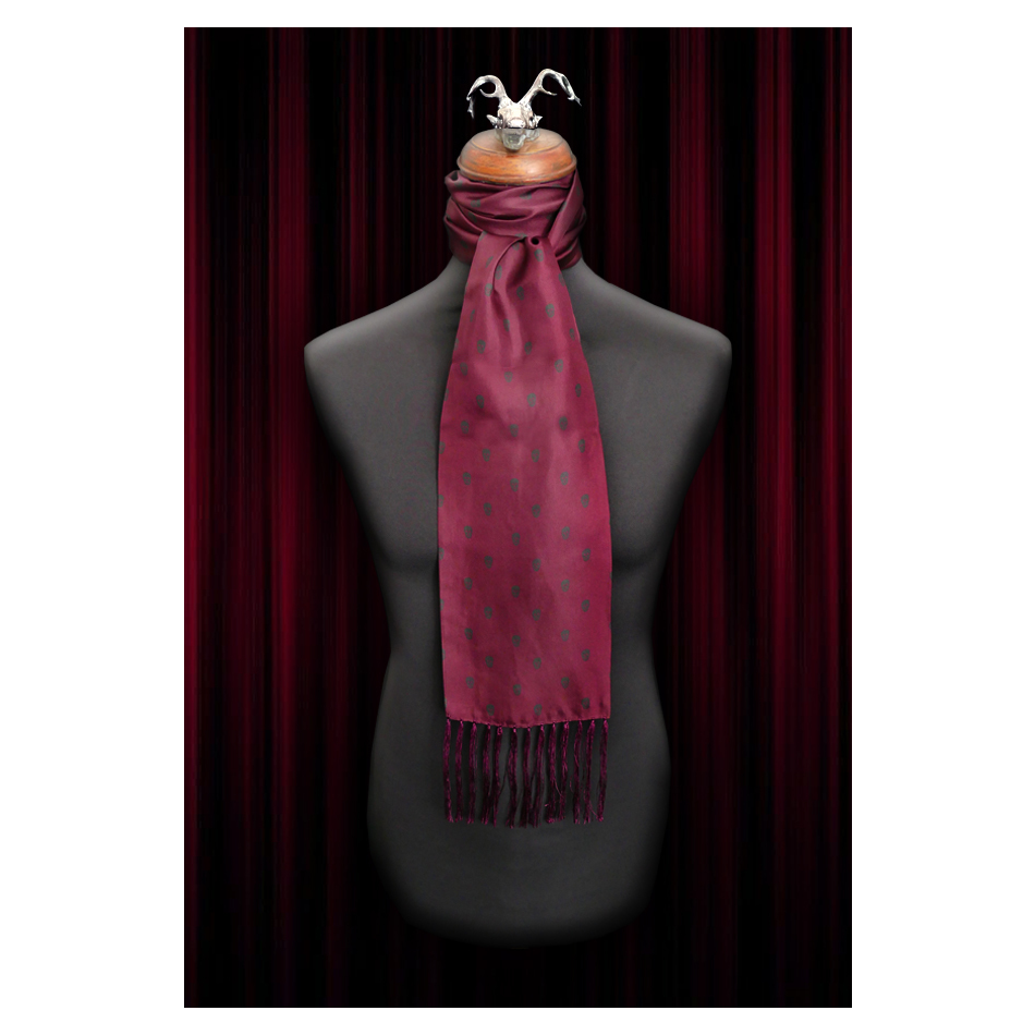 The Reaper - Wine red silk scarf and pocket square set