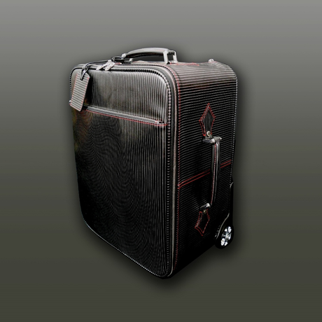 The 'Weekender' Wheeled Suitcase- Black Pinstripe